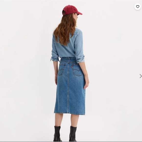 Levis Denim Pencil Skirt with Side Slit - Picture 2 of 11